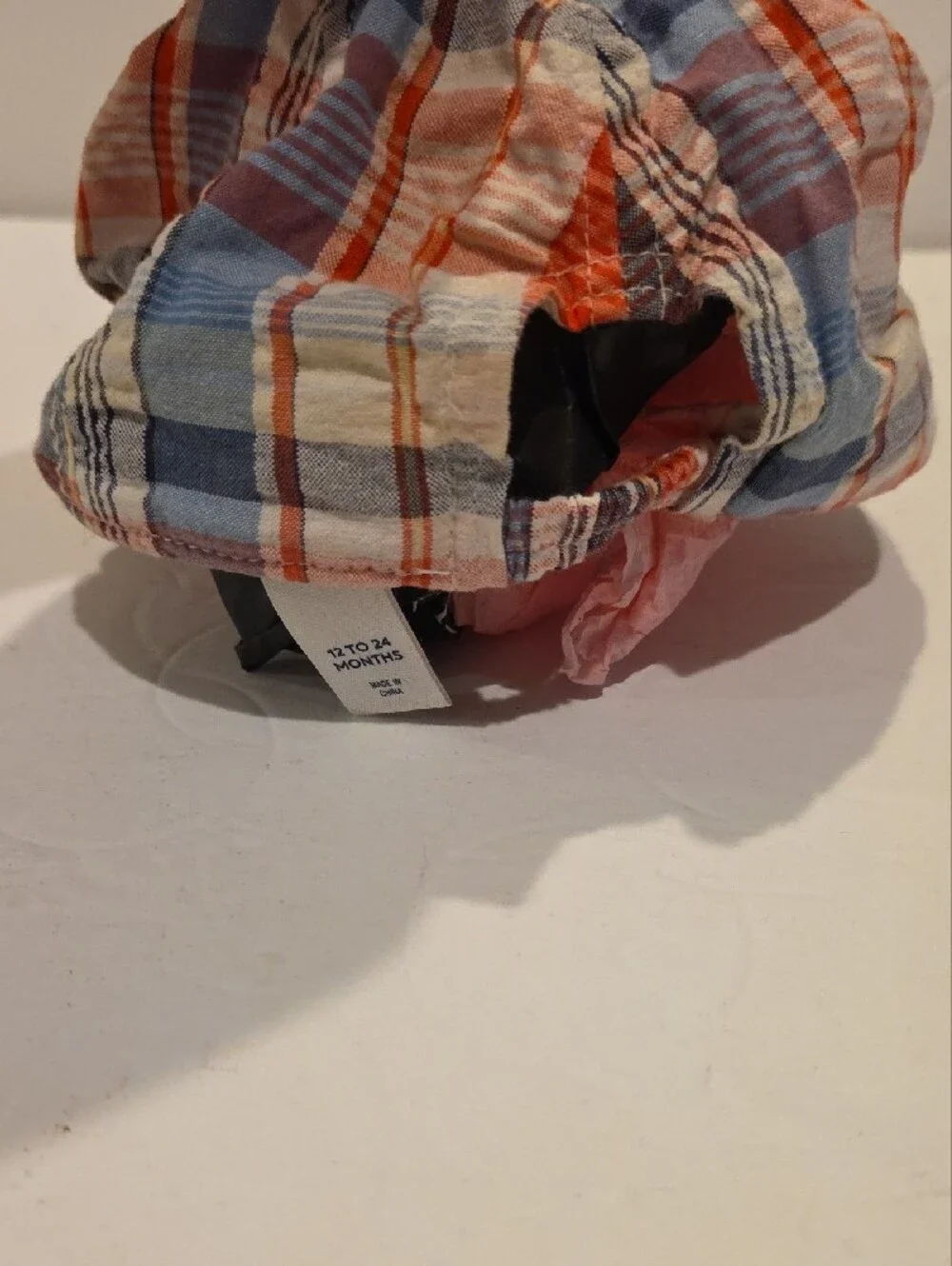Janie And Jack Plaid Cotton Baseball Cap in Red, Blue & Yellow 1 Year 2 Year Hat